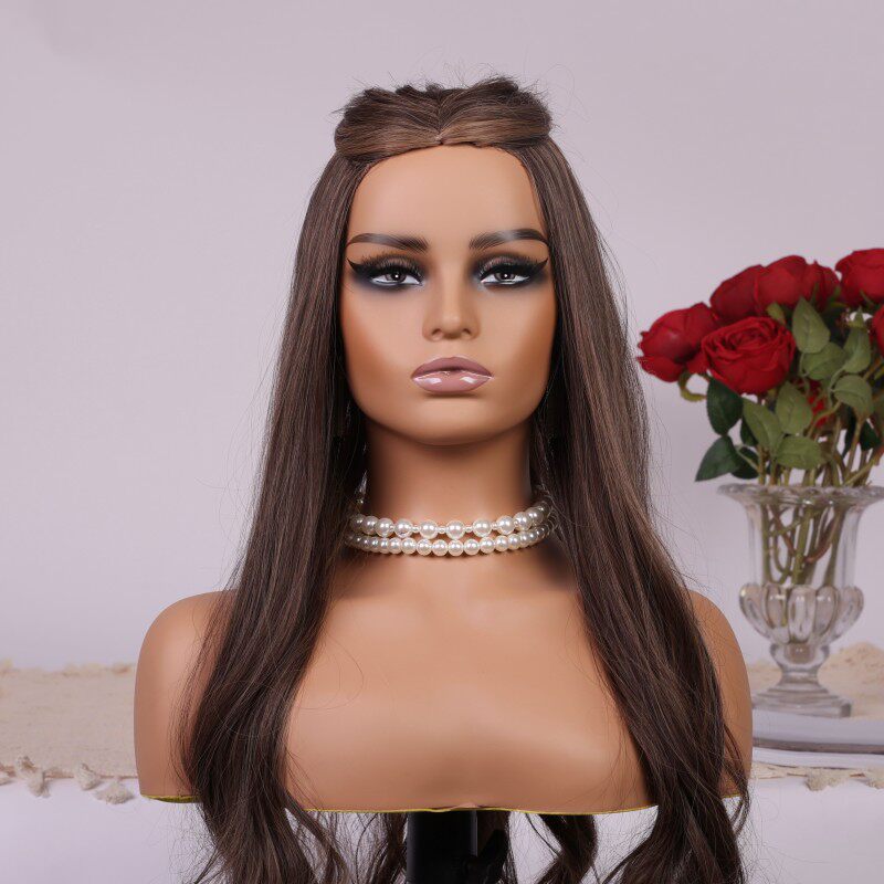 欧美双肩半身模特头女款假发头模帽子耳环展示道具mannequin head