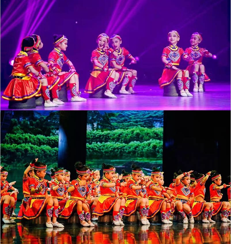 阿达毕的心声舞蹈表演服土家族儿童演出服民族舞蹈彝族苗族演出服