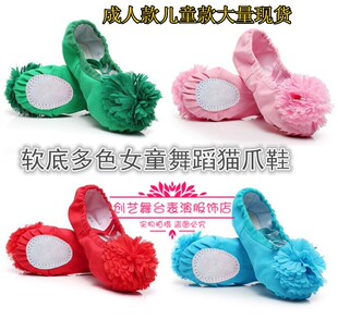 戏曲舞蹈鞋小红娘舞鞋儿童软底猫爪舞蹈鞋梨园小花旦舞蹈鞋花朵鞋