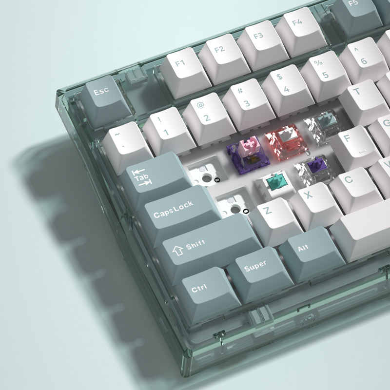 腹灵Q75透明机械键盘三模热插拔