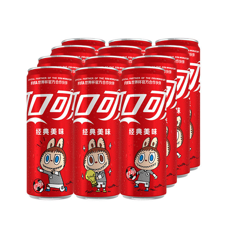 可口可乐×拉布布 LABUBU FIFA世界杯联名全版珍藏装碳酸饮料汽水 - 实物图