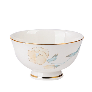 碗家用2026新款骨瓷金边饭碗轻奢碗盘碗碟陶瓷餐具套装高脚5寸碗