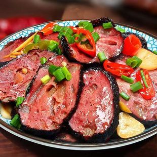 陕南安康石泉丰标血馍馍农家手工风味血粑粑汉阴紫阳烟熏猪血丸子