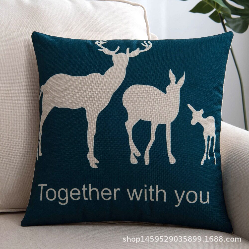 卡通黄色亚麻粗布皮沙发靠枕靠垫正方形大抱枕套不含芯