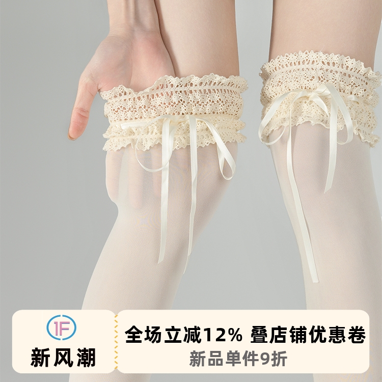 蝴蝶结Lolita袜女蕾丝花边袜