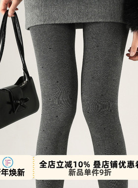 抵达一楼灰色高级质感连裤袜薄绒棉格雷系春秋打底袜韩系显瘦美腿
