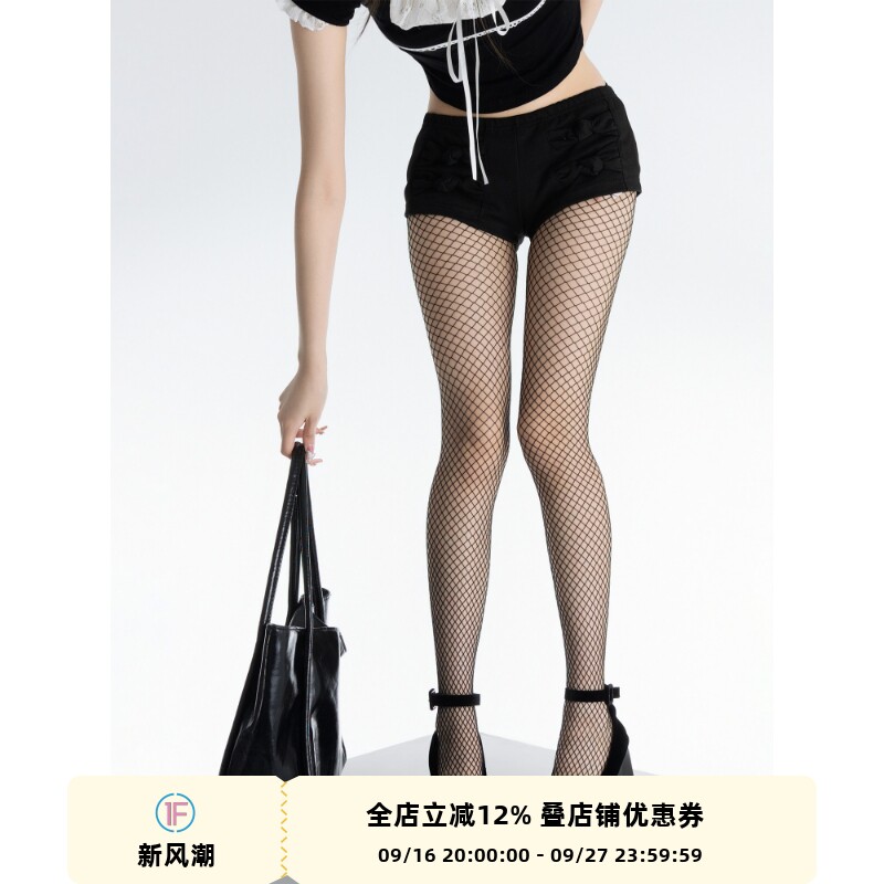辣妹渔网袜黑白色防勾丝袜夏图片