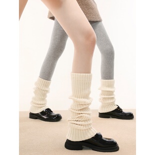 抵达一楼奶白色针织喇叭腿套秋冬季jk袜套堆堆袜日系y2k修饰腿型