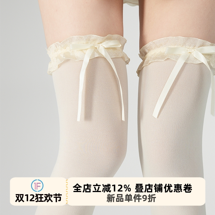 天鹅绒花边袜甜美jk日系薄堆堆袜