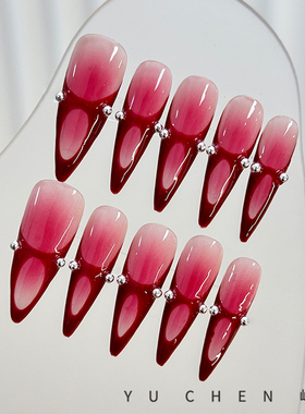 屿辰|红色诱惑 亚文化新款小众欧美重工高级中长款美甲穿戴甲手工