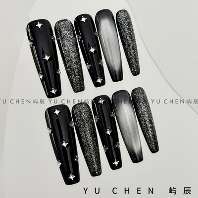 屿辰|黑幕 亚文化新款小众重工暗黑欧美超长手工高级美甲穿戴甲