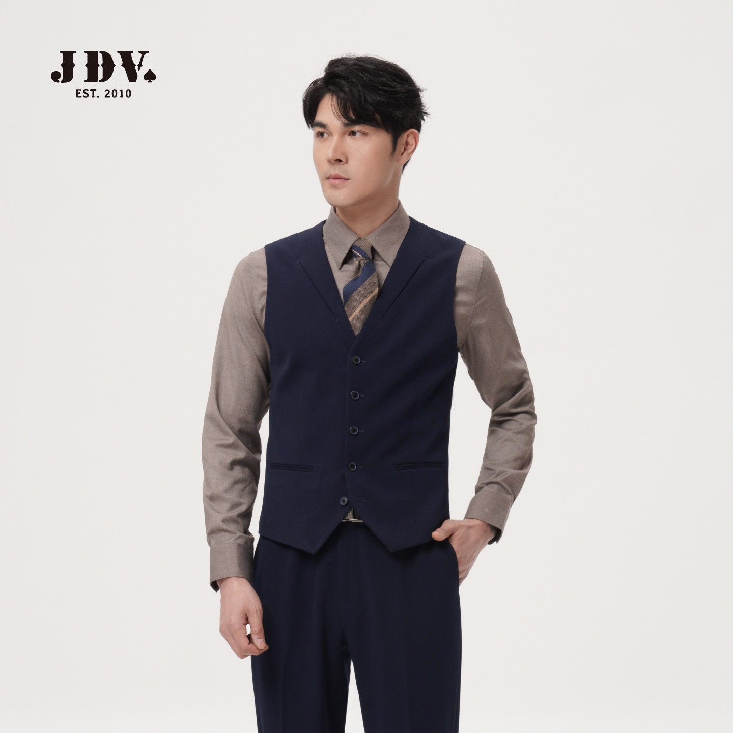 JDV春秋正装商务马甲男款藏青图片