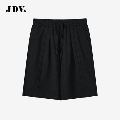 JDV男士黑色松紧腰五分短裤