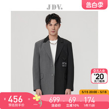 JDV男装春夏新品商场同款黑色拼接舒适休闲西装西服外套SMJ3028