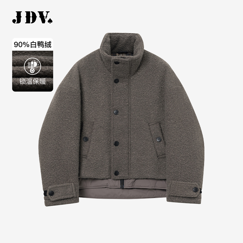 JDV商场同款男士灰色立领羽绒服