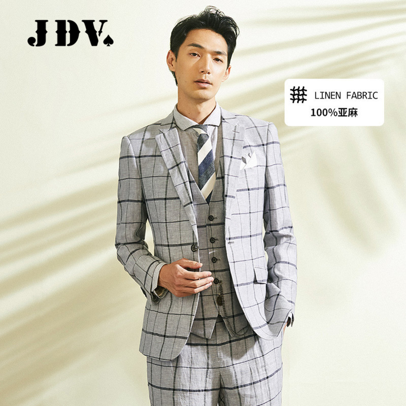 jdv男装奥莱春季款新品亚麻格子