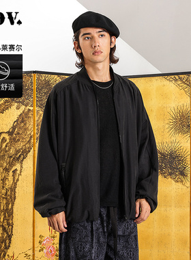 JDV男装商场同款春夏新款黑色时尚男士拉链夹克外套百搭简约