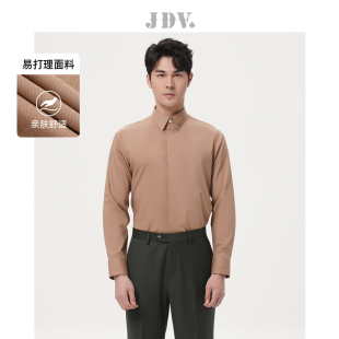 商场同款 衬衫 早秋新品 正装 衬衣上衣WIF3415 驼色刺绣长袖 JDV男装