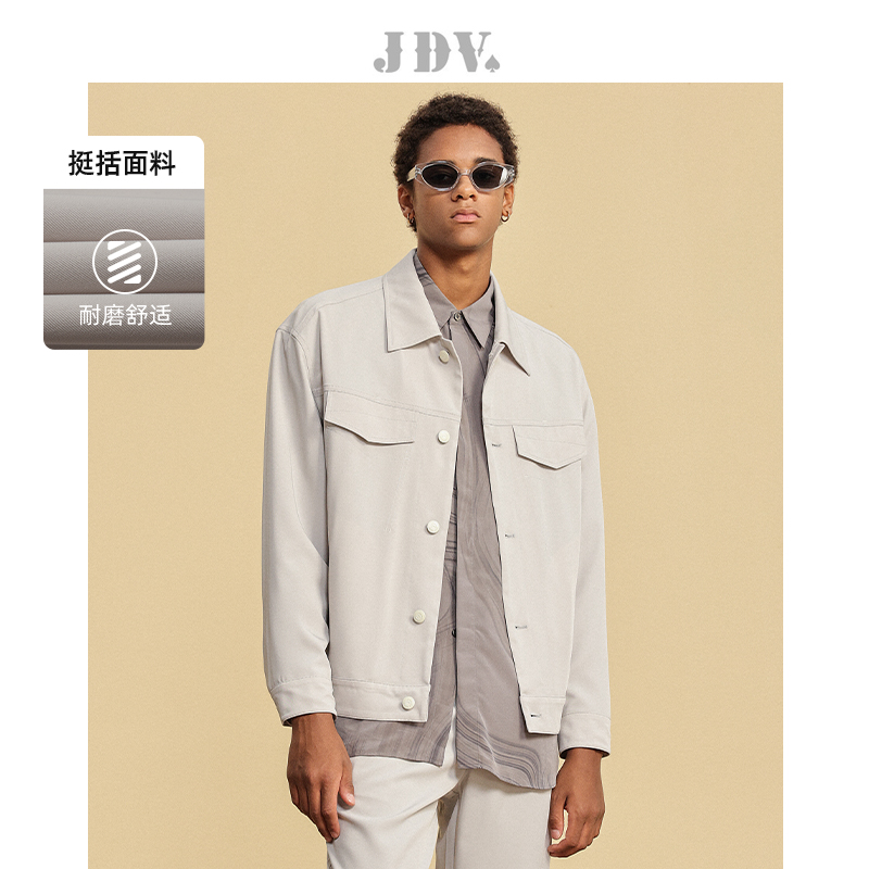 JDV商场同款浅灰色方领休闲夹克