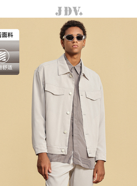 JDV春季新品商场同款浅灰色方领男士夹克简约落肩休闲外套