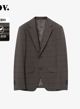 JDV2025早秋新款格纹平驳领单排扣西装商场同款百搭西服外套男士