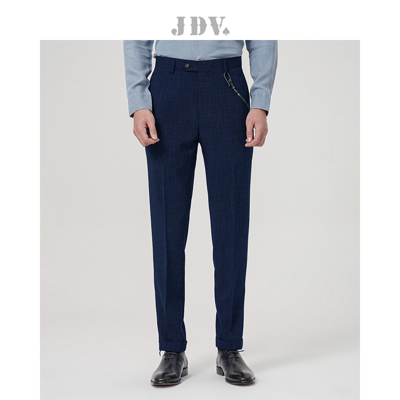 JDV深蓝色通勤职场直筒西裤