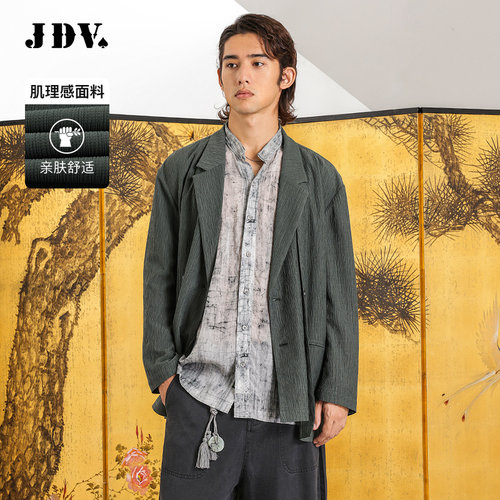 JDV春秋绿色双排扣西装外套男