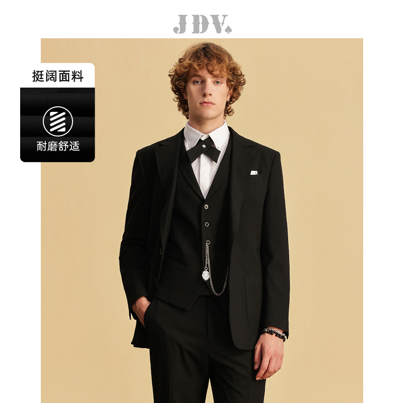 JDV春夏新品黑色单排扣西服