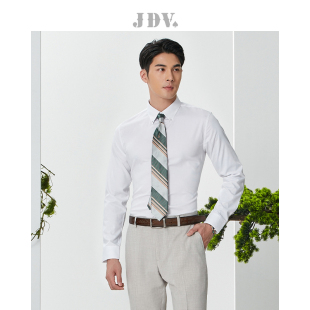 衬衫 白色纽扣领通勤长袖 正装 衬衣上衣SIF2506 男士 春季 JDV男装 新品