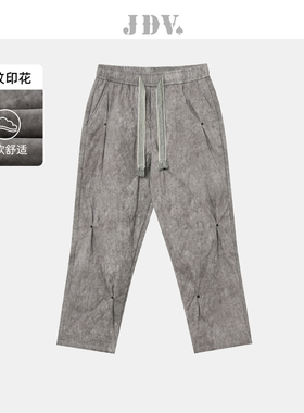 JDV奥莱旗舰店秋冬折扣新品灰色印花松紧腰裤子休闲裤男款WPL3640