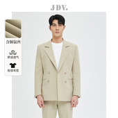 JDV奥莱旗舰店春秋折扣新品 外套西 芥黄平驳领含铜氨丝挺括西装