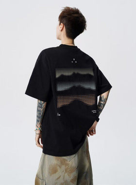 〔PLUS NO LOGO〕吕小虎pd大人404MOB重磅印花短袖T恤情侣打底衫