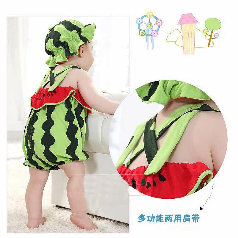 夏季嬰兒衣服西瓜造型衣兒童吊帶0-1-2歲寶寶表演服裝3水果連體衣在類目 童裝/嬰兒裝/親子裝, 連身衣/爬服/哈衣中 - 來自Buy2taobao.com提供專業的淘寶代購服務