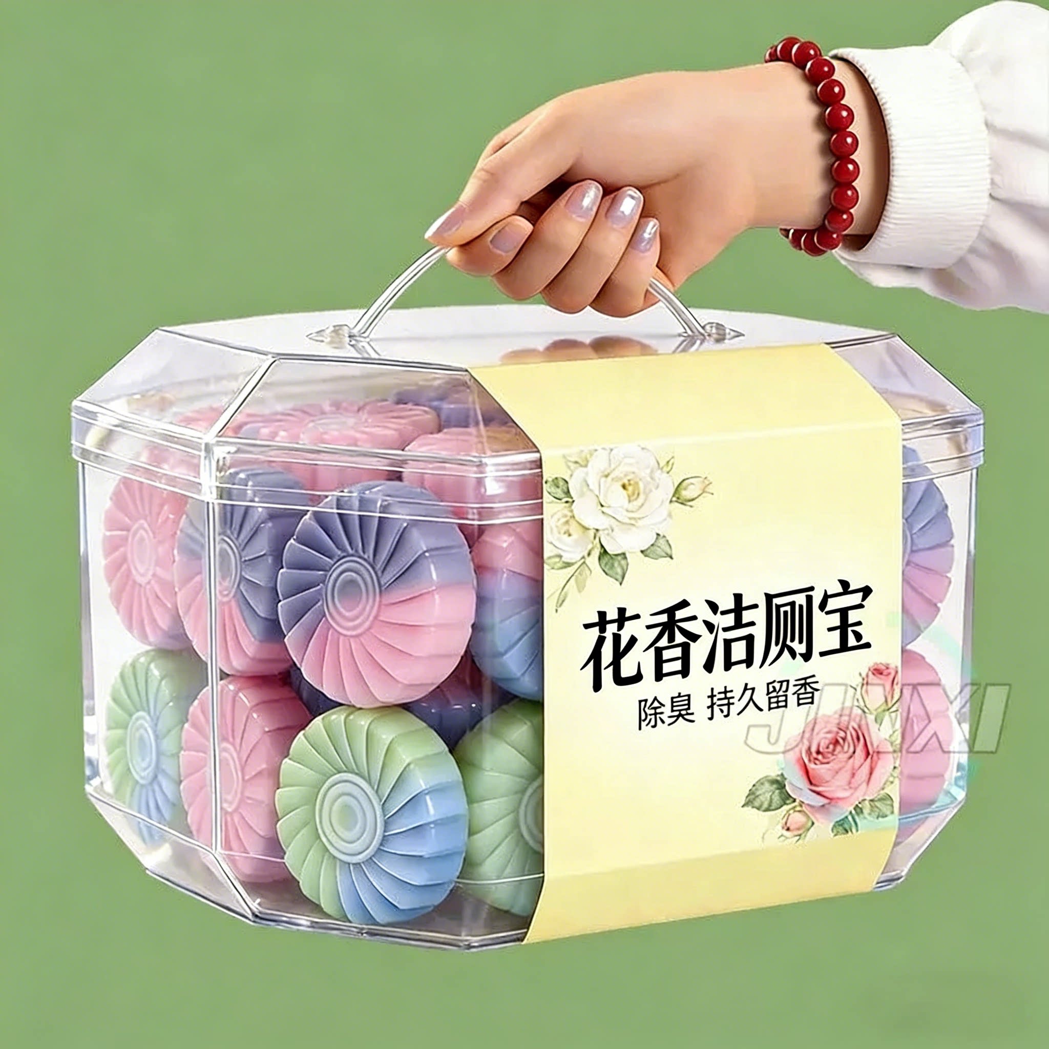 玫瑰蓝泡泡洁厕块除臭去渍