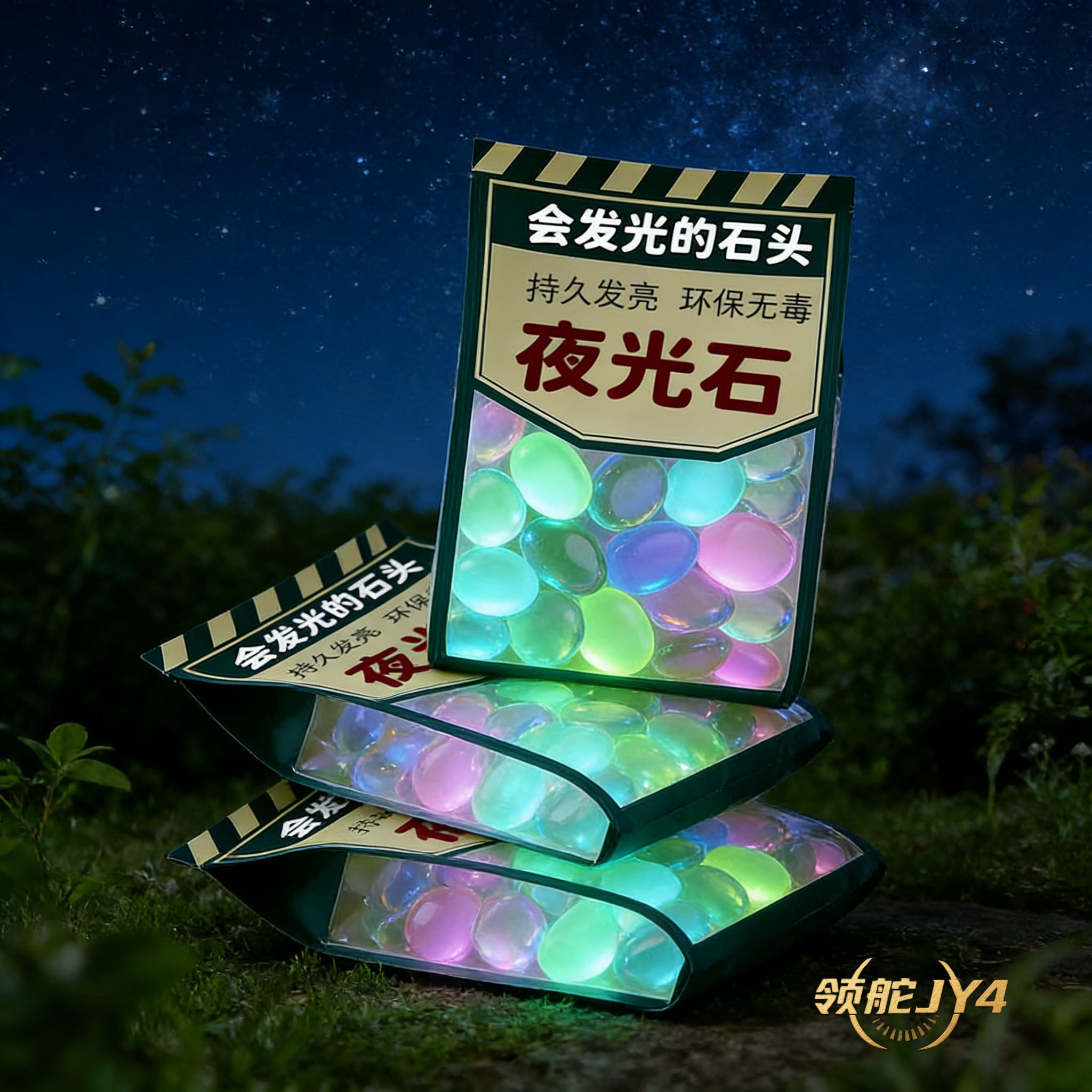 观赏性夜光石头贝壳荧光鱼缸装饰发光园艺造景创意海星海螺夜光珠