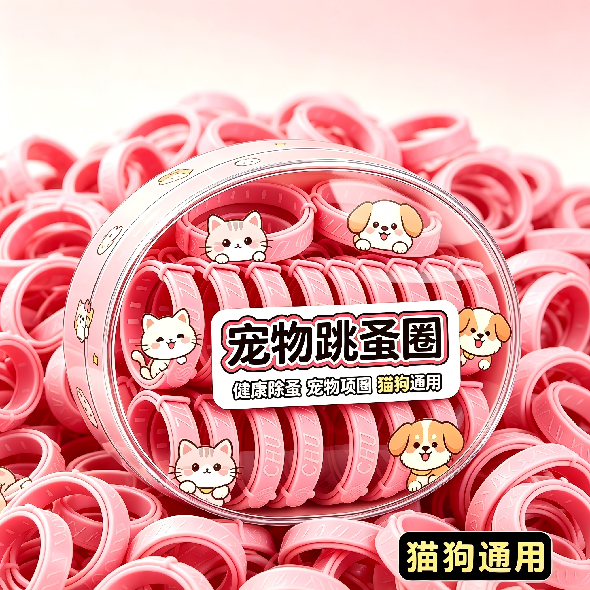 狗猫通用粉色除蚤防虱项圈