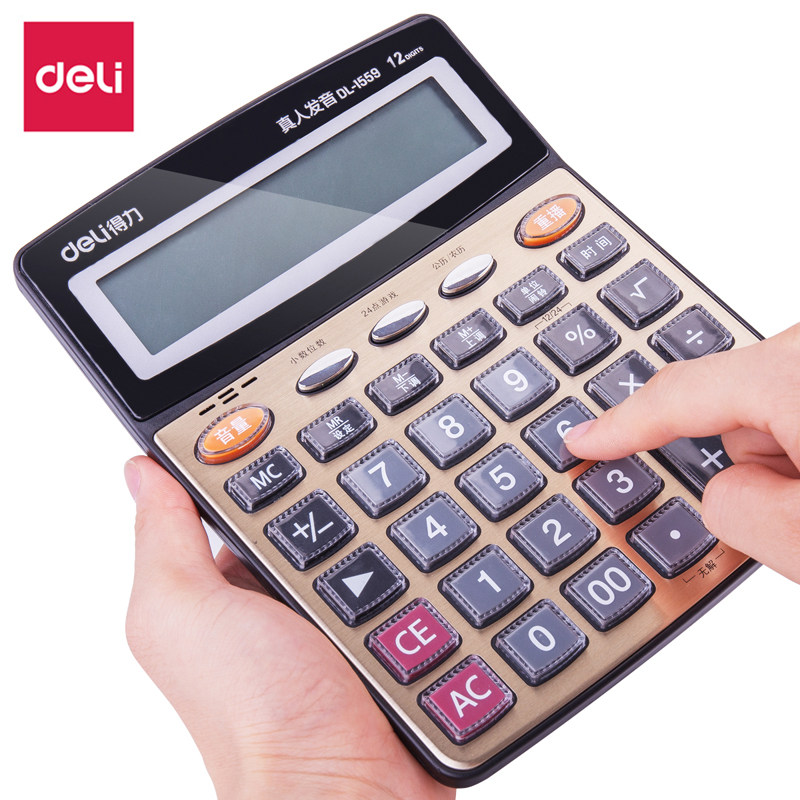 得力语音计算器1559多功能真人发音财务用大号商务型金融计算器12位办公会计桌面计算器大屏幕水晶透明大按键|ruв категории электронный словарь/электрический бумажных книг/канцелярские принадлежности, калькулятор - от Buy2taobao.com для оказания профессиональной услуги покупки агента Taobao