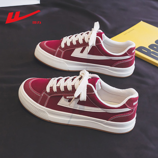 回力复古酒红色帆布鞋女厚底百搭女鞋2026春季新款布鞋女款运动鞋