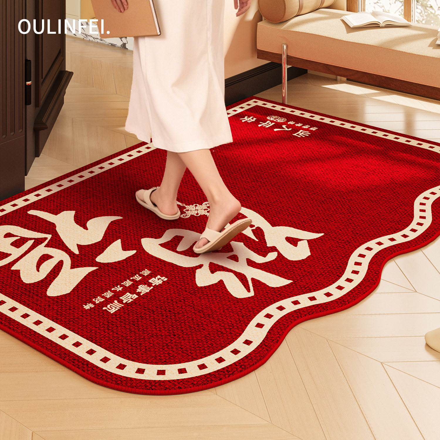 红色入户门地垫乔迁新年玄关脚垫