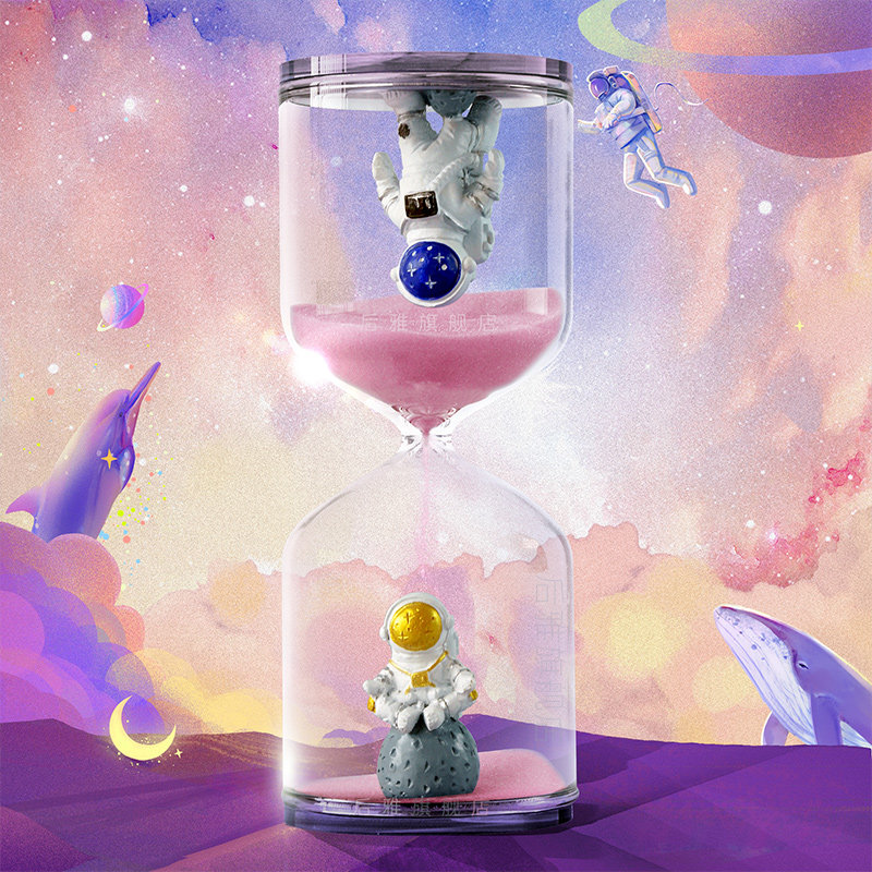 太空人儿童沙漏计时器5/10/15/30分钟时间管理防摔创意太空人摆件,家居饰品,装饰摆件,淘宝优惠券,粉丝福利购,淘宝优惠卷