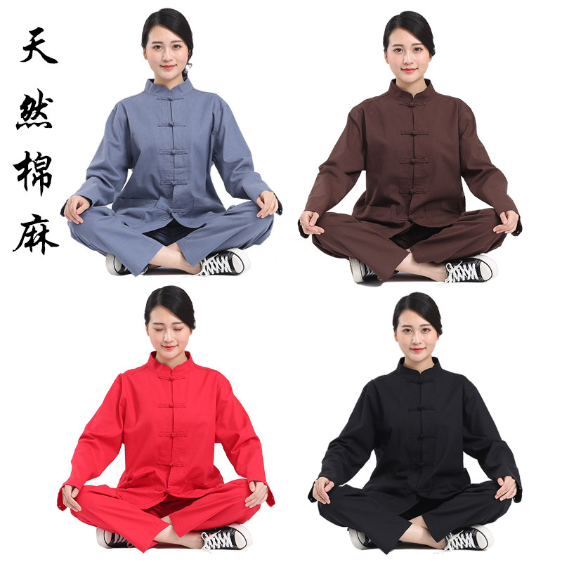 四季棉麻居士服禅修服套装禅意打坐服朝拜海青居士服透气清爽舒适
