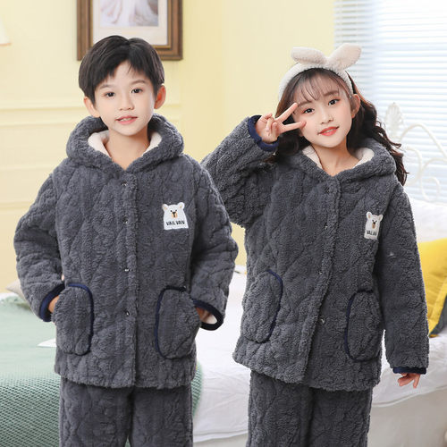 法兰绒冬季加绒加厚家居服