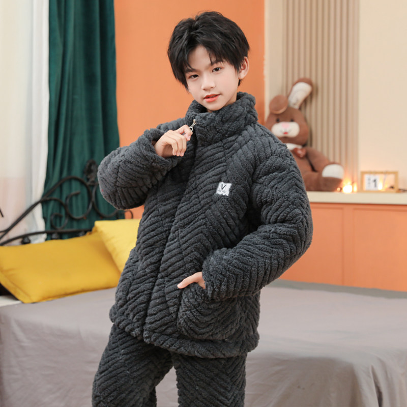 儿童睡衣三层夹棉加厚冬季保暖中大童拉链法兰绒女童男孩家居服,童装/婴儿装/亲子装,家居服套装,淘宝优惠券,粉丝福利购,淘宝优惠卷