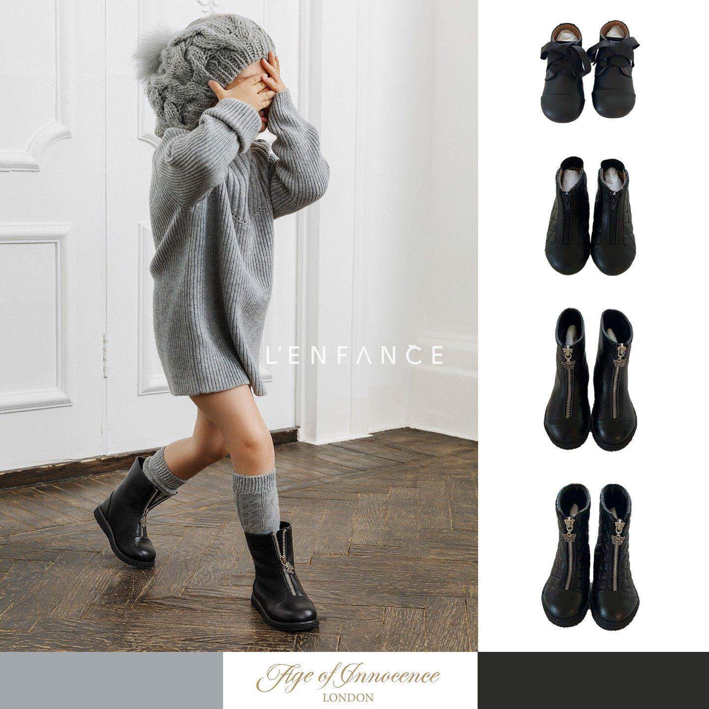 ■LENFANCE 现货 Age 25AW 女童复古英伦风手工短靴长靴高筒靴