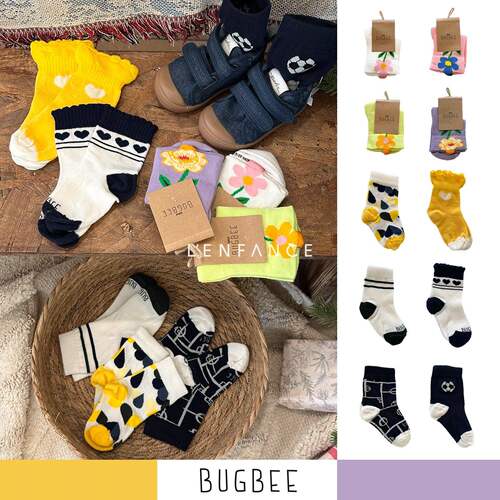 Bugbee儿童柔软舒适中筒袜袜子