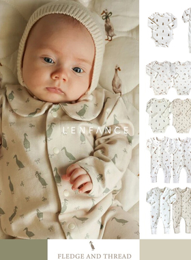 ■LENFANCE 现货Fledge and Thread25AW新生儿纯棉包屁连体衣长爬
