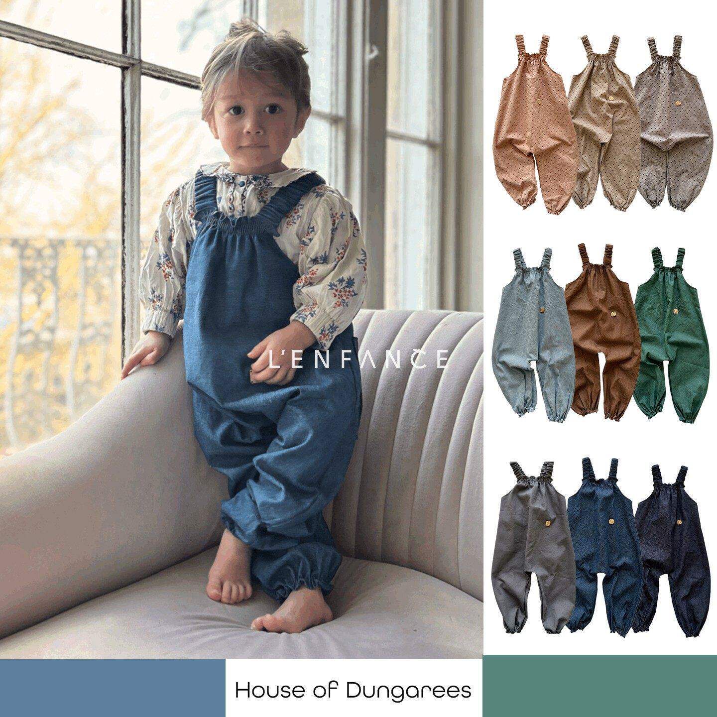 7折■LENFANCE现货House of Dunagree 25AW儿童复古有机棉背带裤