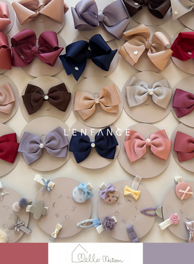 ■LENFANCE 现货 mello maison 儿童手工复古缎面蝴蝶结发夹发饰