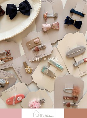 ■LENFANCE 现货 mello maison儿童手工复古古董布蝴蝶结发夹发饰
