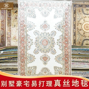 出口海外手工打结真丝地毯土耳其风格 入户门卧室地毯76x120cm